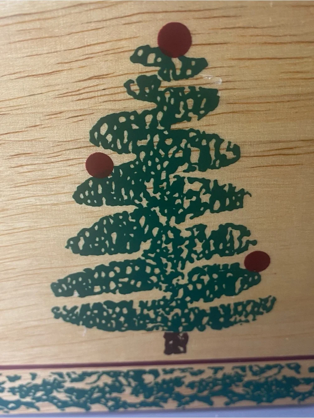 Vintage 1998 Holiday Wooden Napkin Holder with Green Christmas Tree